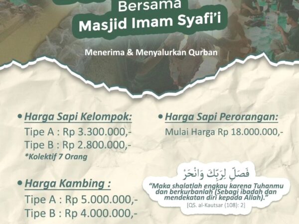 Mari Berqurban Bersama Masjid Imam Syafi’i Pangkalan Bun 1445 H / 2024 M