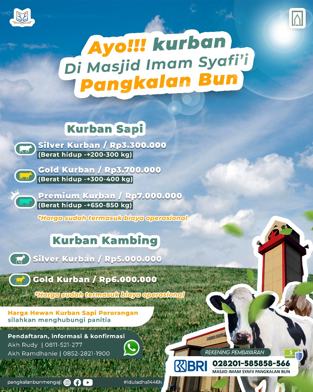 Yuk! Daftar Ibadah Kurban 1446 H di Masjid Imam Syafi’i Pangkalan Bun Yuk! Daftar Ibadah Kurban 1446 H di Masjid Imam Syafi’i Pangkalan Bun